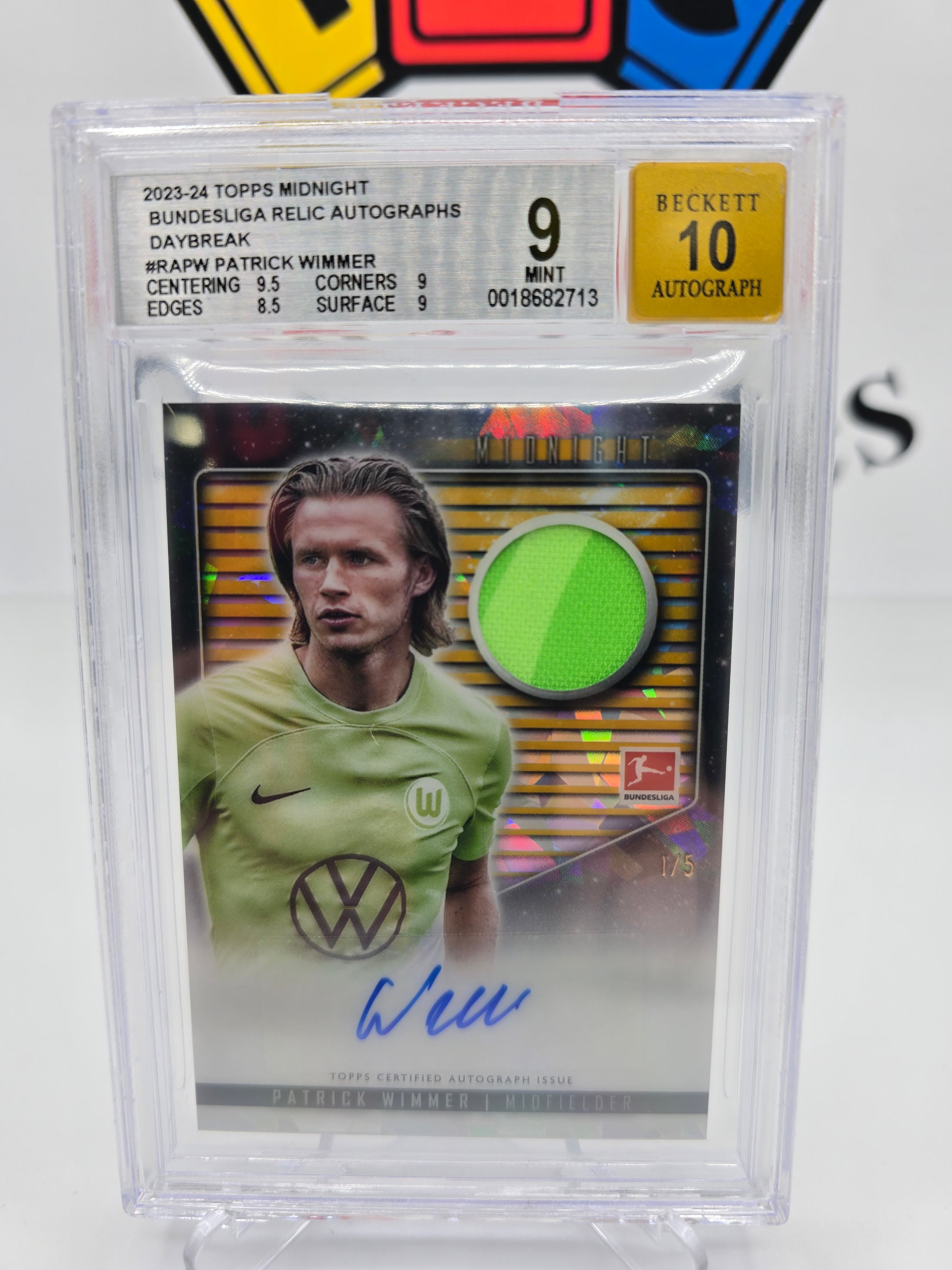 Topps Patrick Wimmer numbered 1/5 with autograph and relict Bgs 9 10