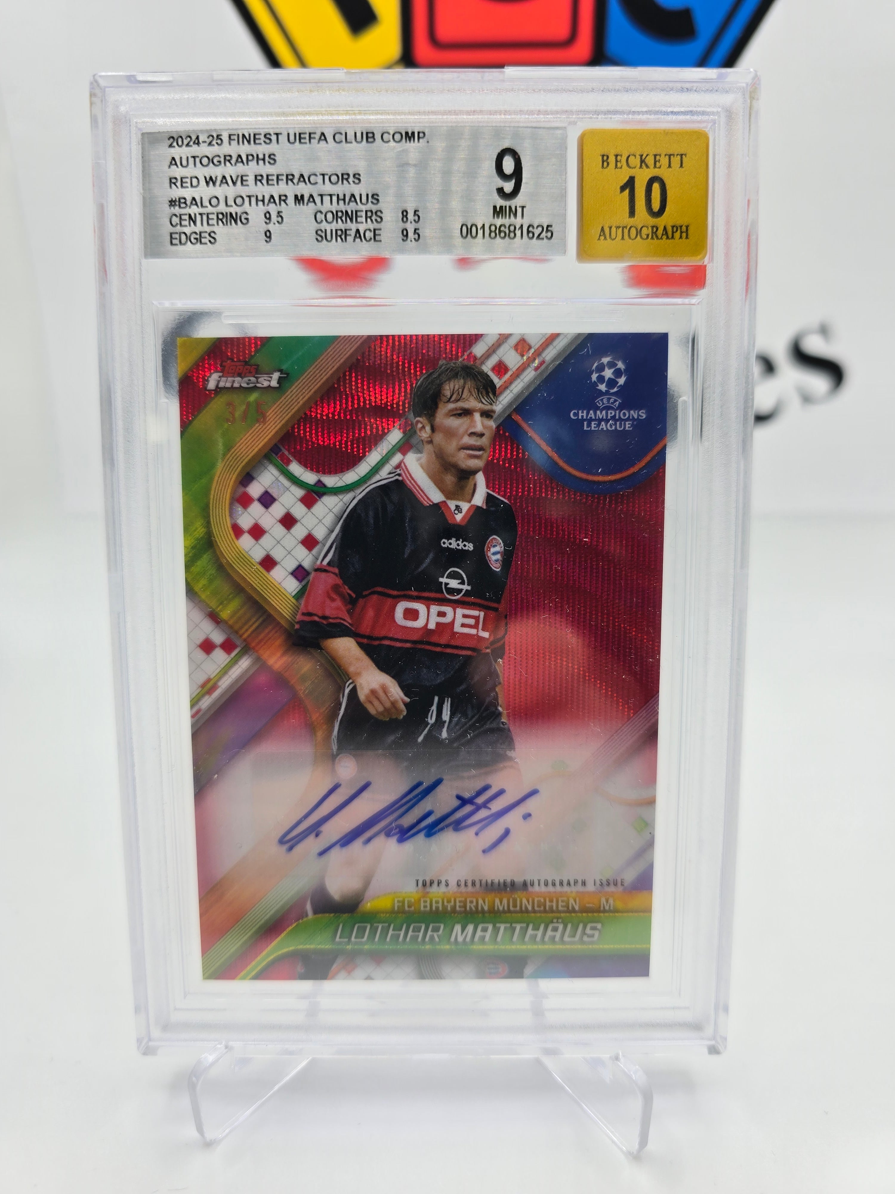 Topps Lothar Matthäus numbered 3/5 with autograph Bgs 9 10