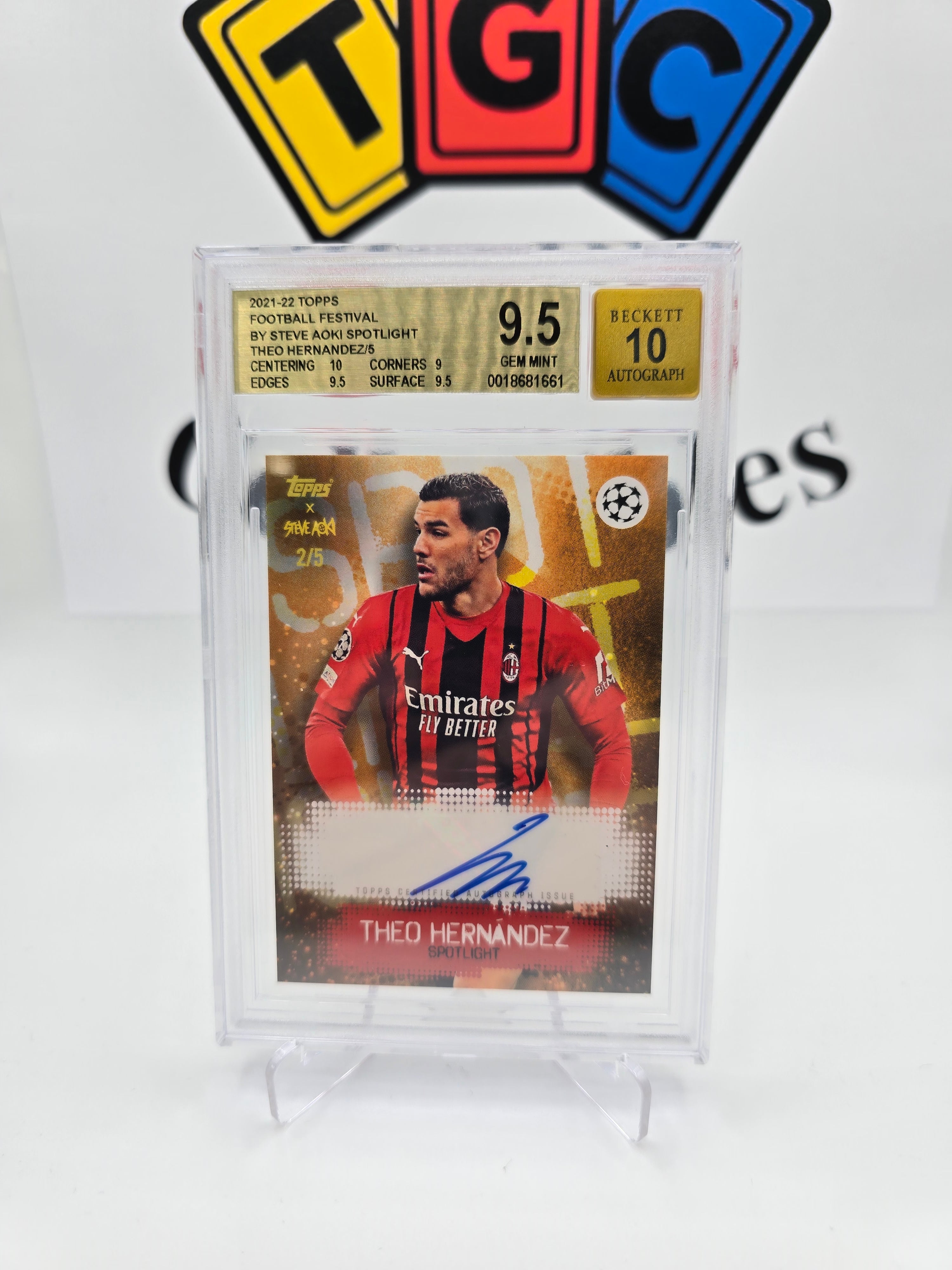 Topps Theo Hernández numbered 2/5 with autograph Bgs 9,5 10