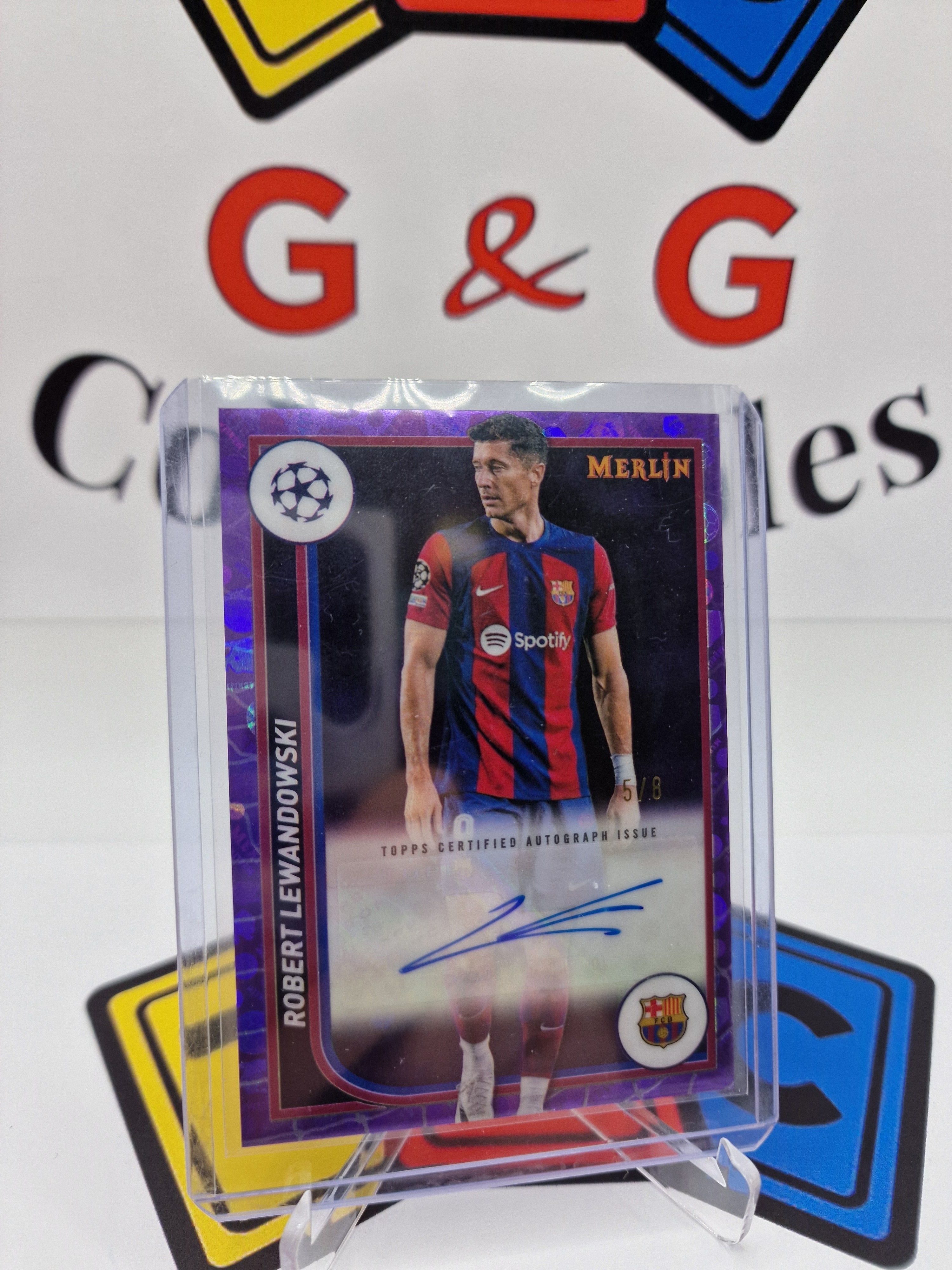 topps merlin robert lewandowski numbered 5/8 with autograph