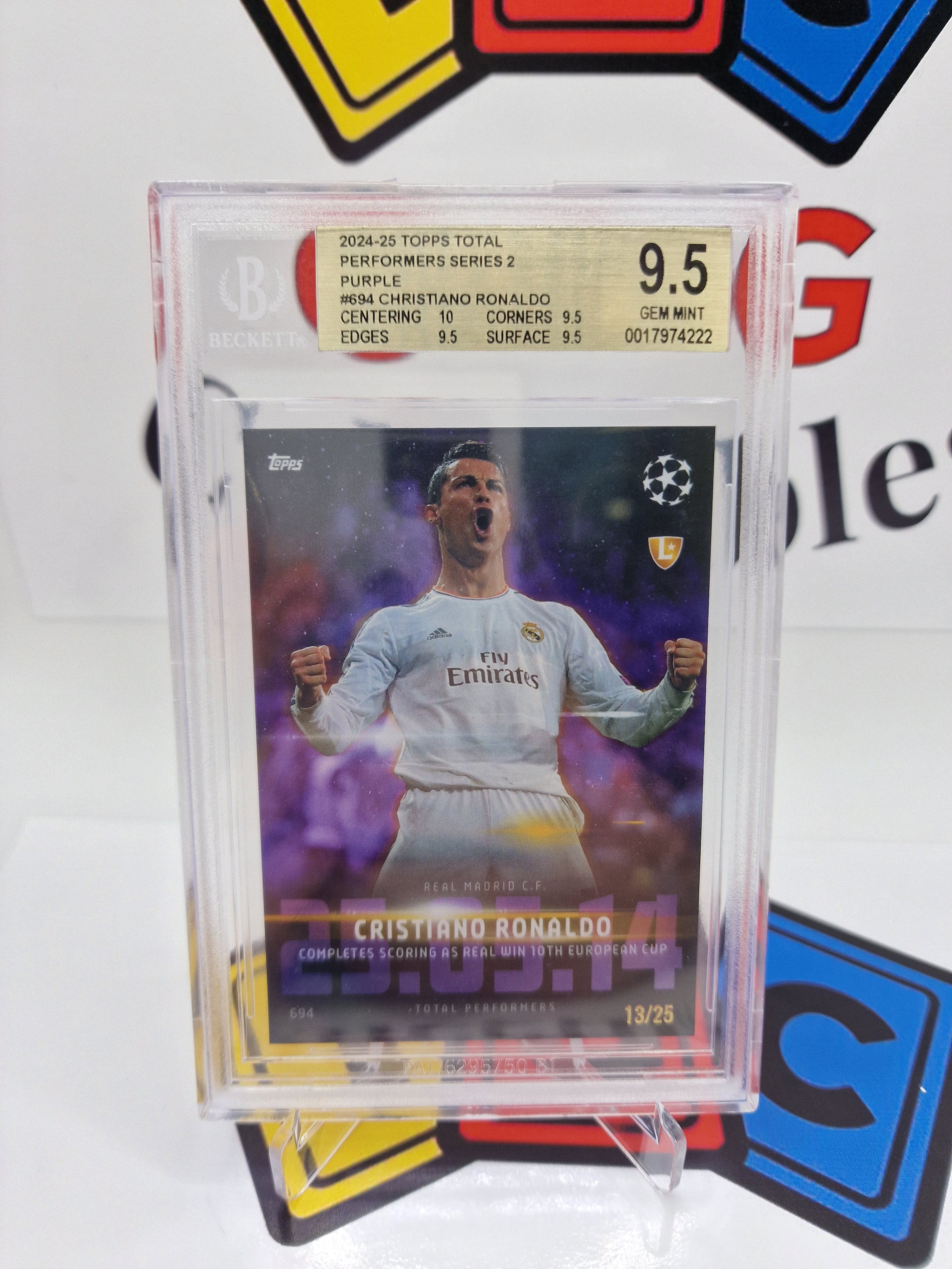 topps total cristiano ronaldo numbered 13/25 Bgs 9.5