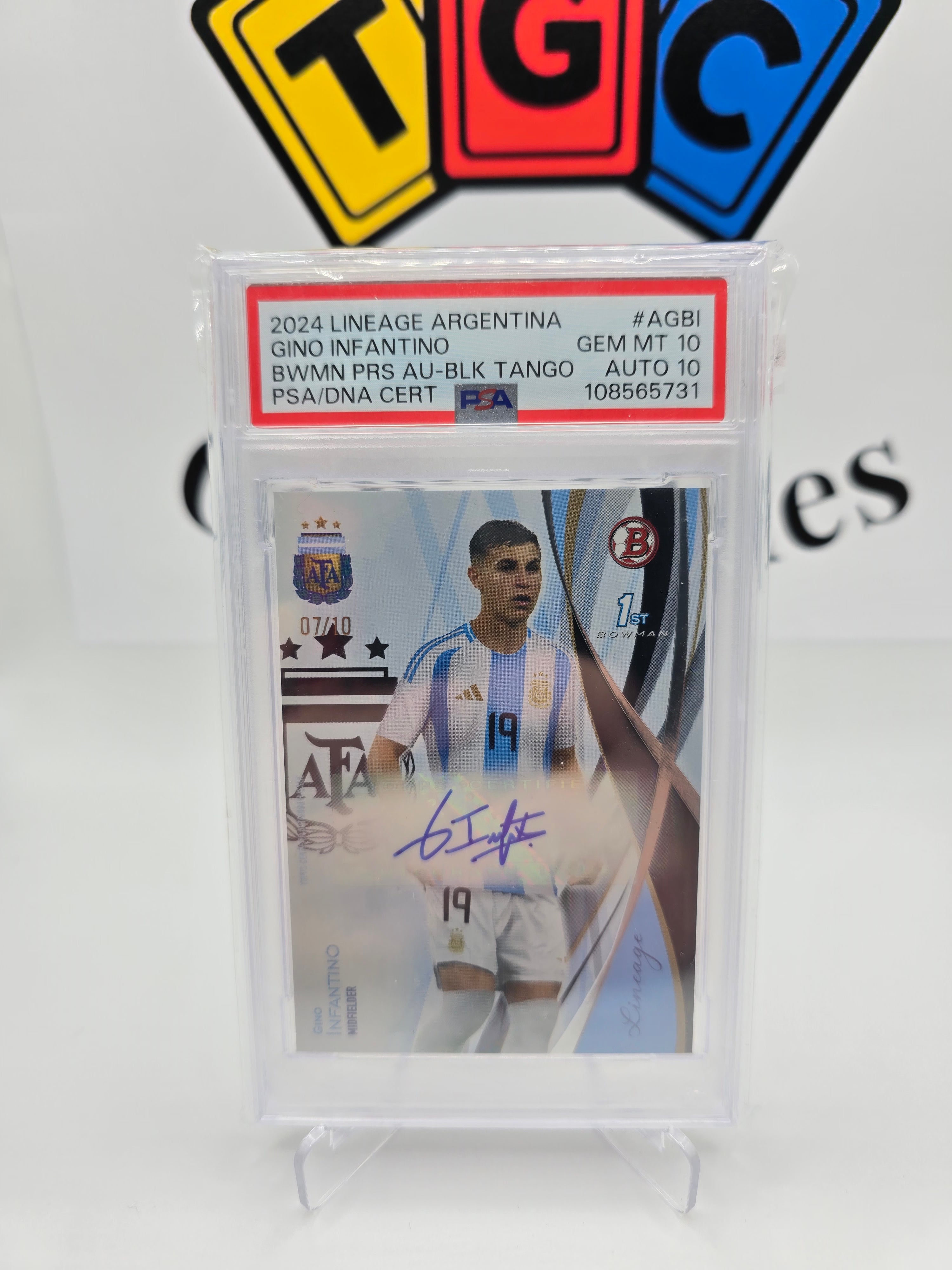 Topps Gino Infantino numbered 07/10 with autograph Psa 10 10
