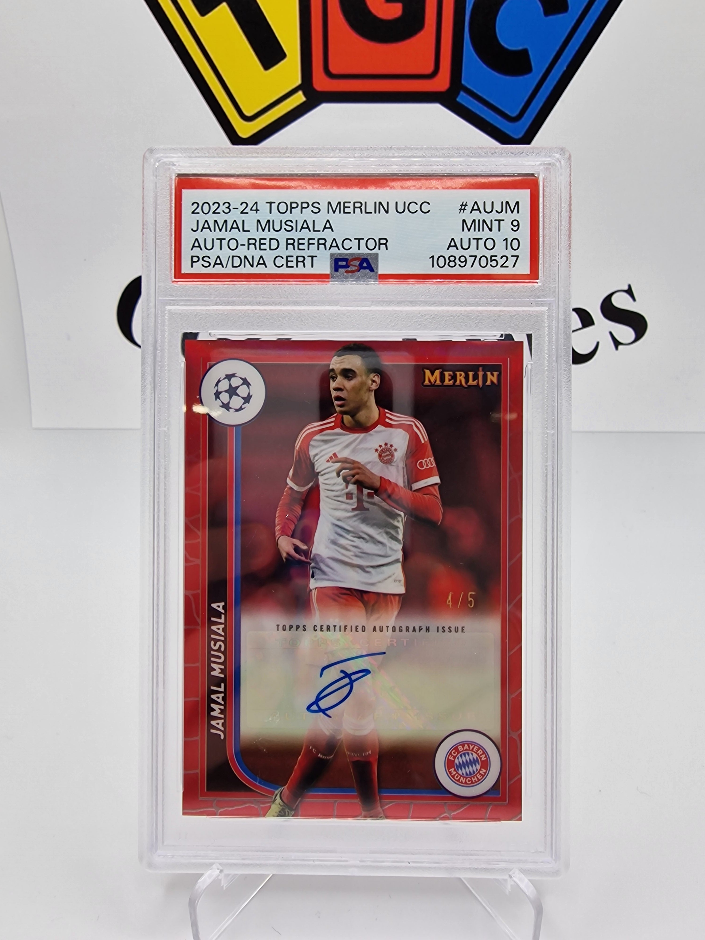 Topps Jamal Musiala numbered 4/5 with autograph Psa 9 10