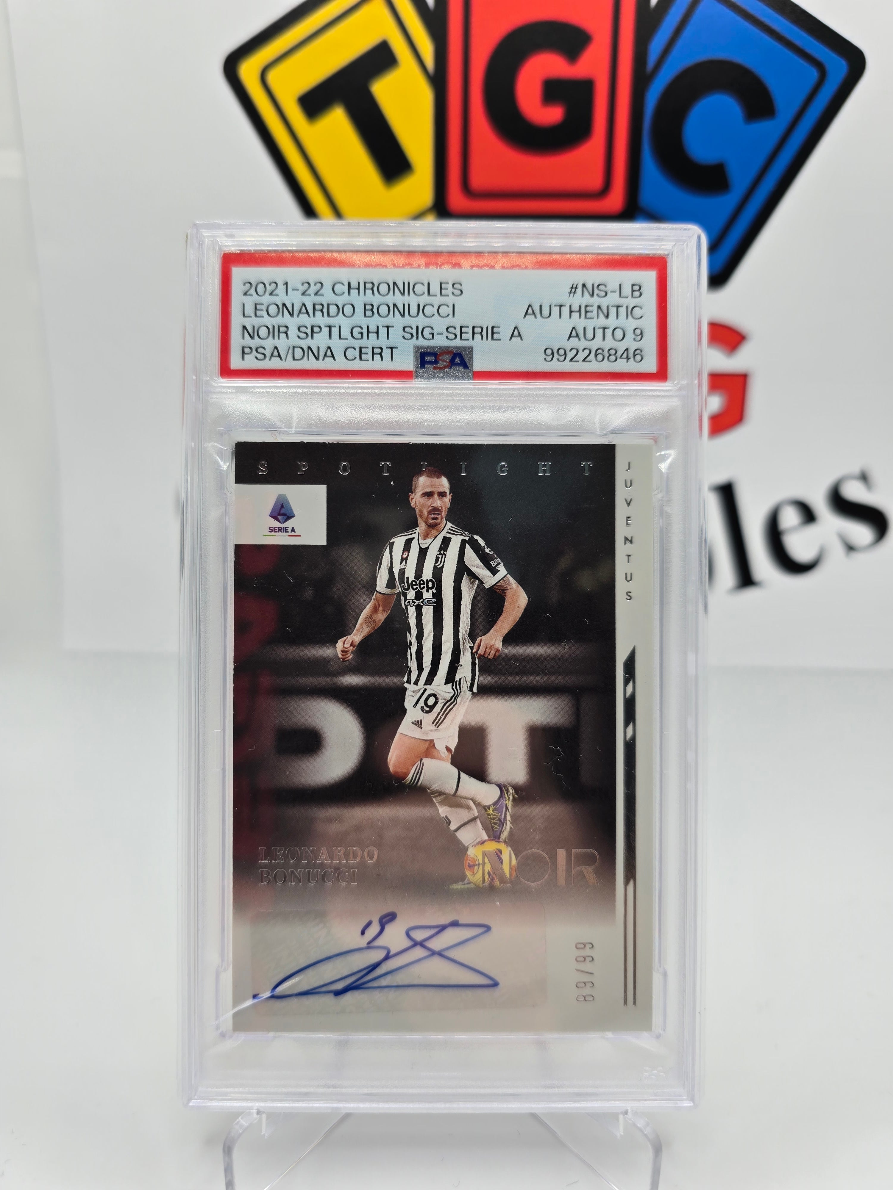 Panini Leonardo Bonucci numbered 89/99 with autograph Psa 9
