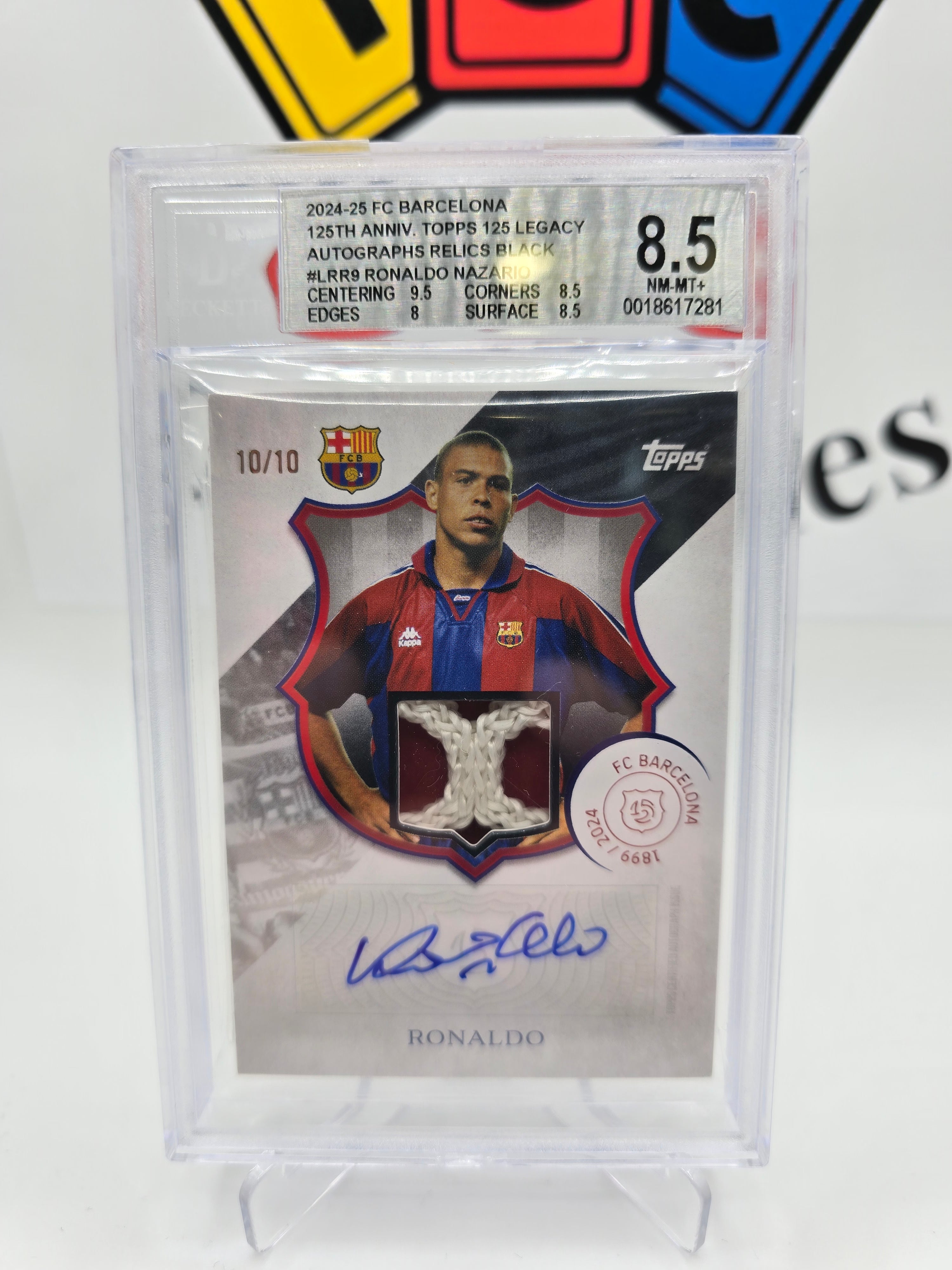 Topps Ronaldo Nazario Numbered 10/10 with autograph and relict Bgs 8.5