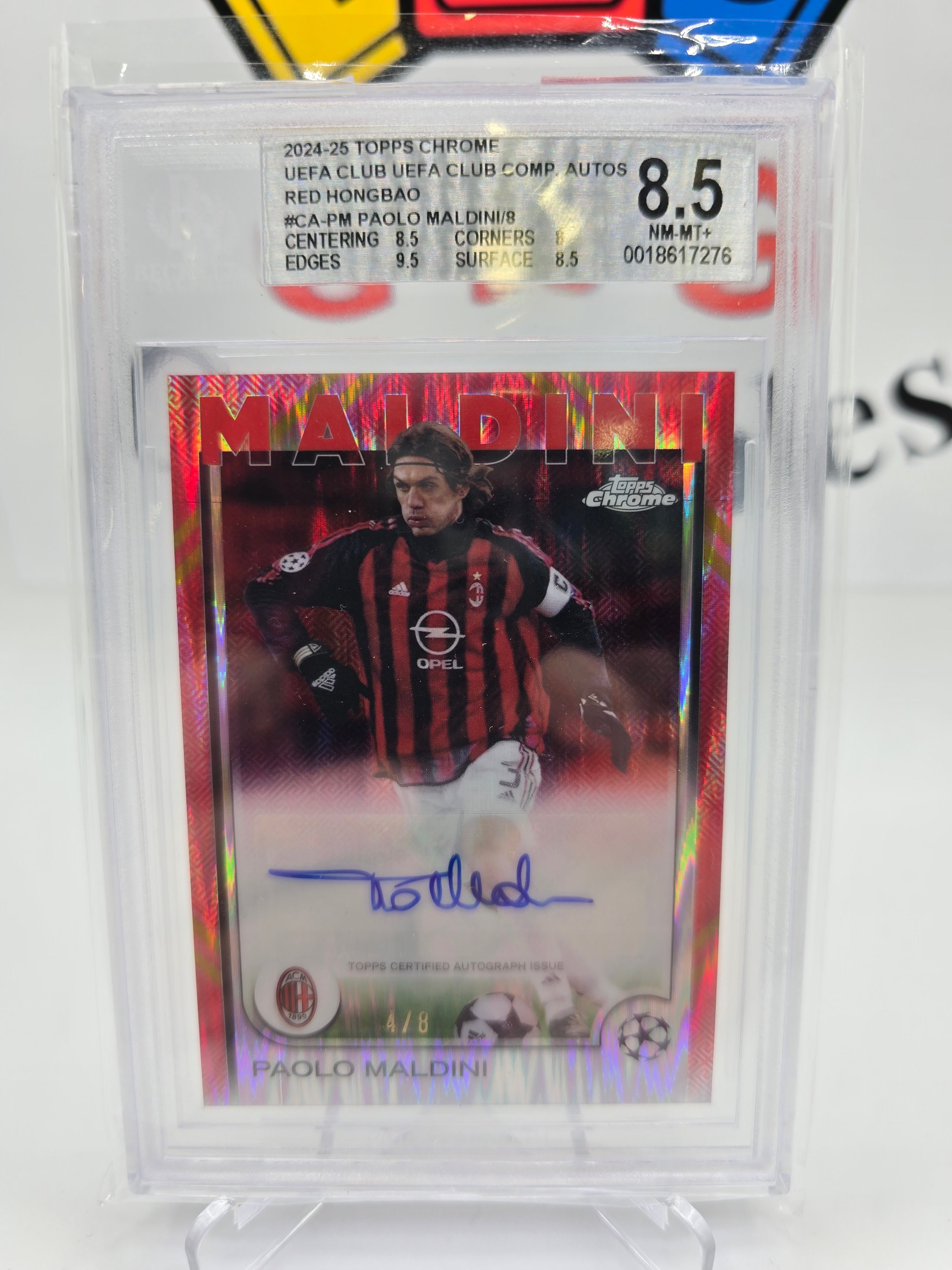 Topps Paolo Maldini nnumbered 4/8 with autograph Bgs 8.5
