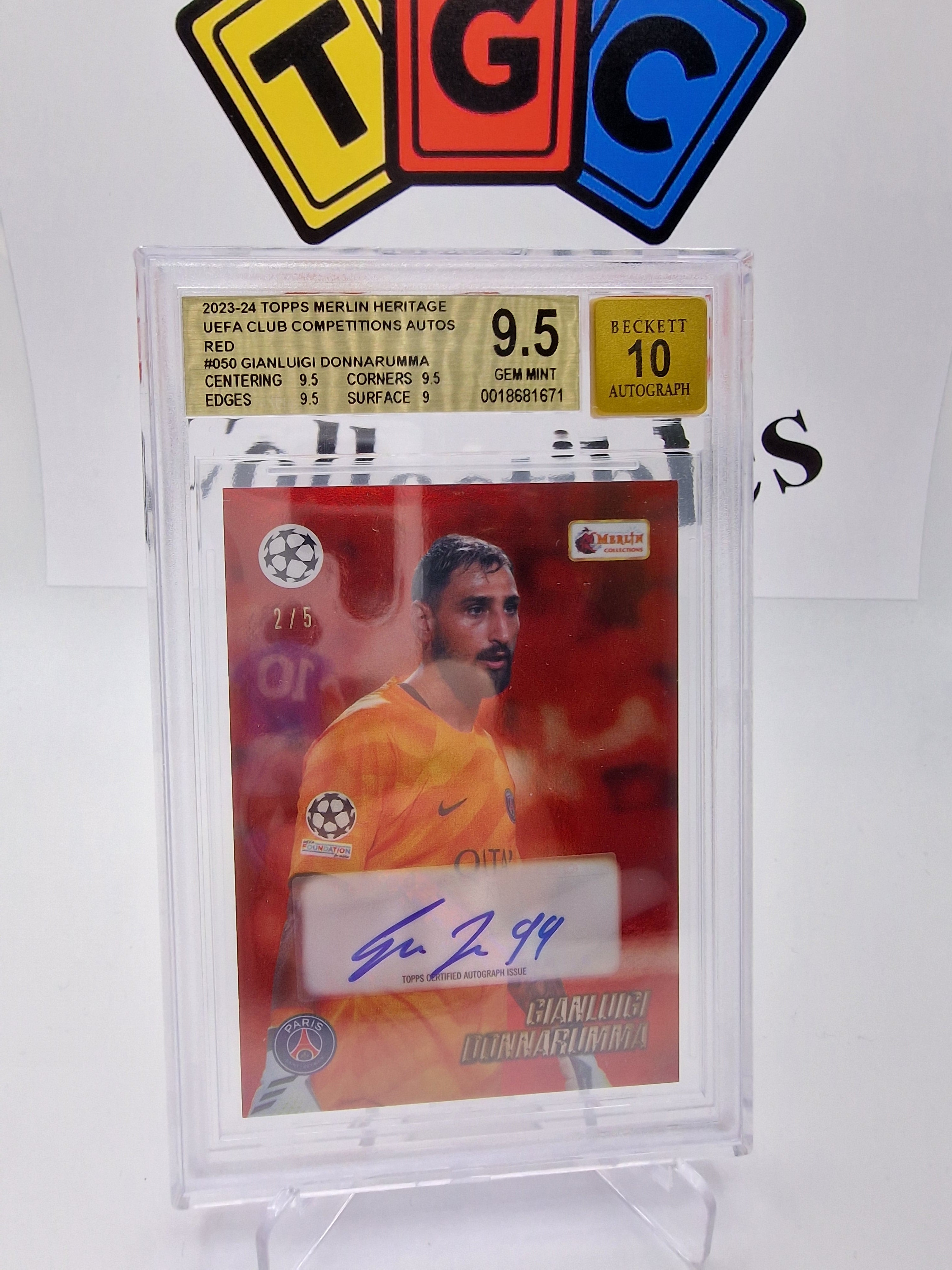 Panini Gianluigi donnarumma numbered 3/5 with autograph Bgs 9 10