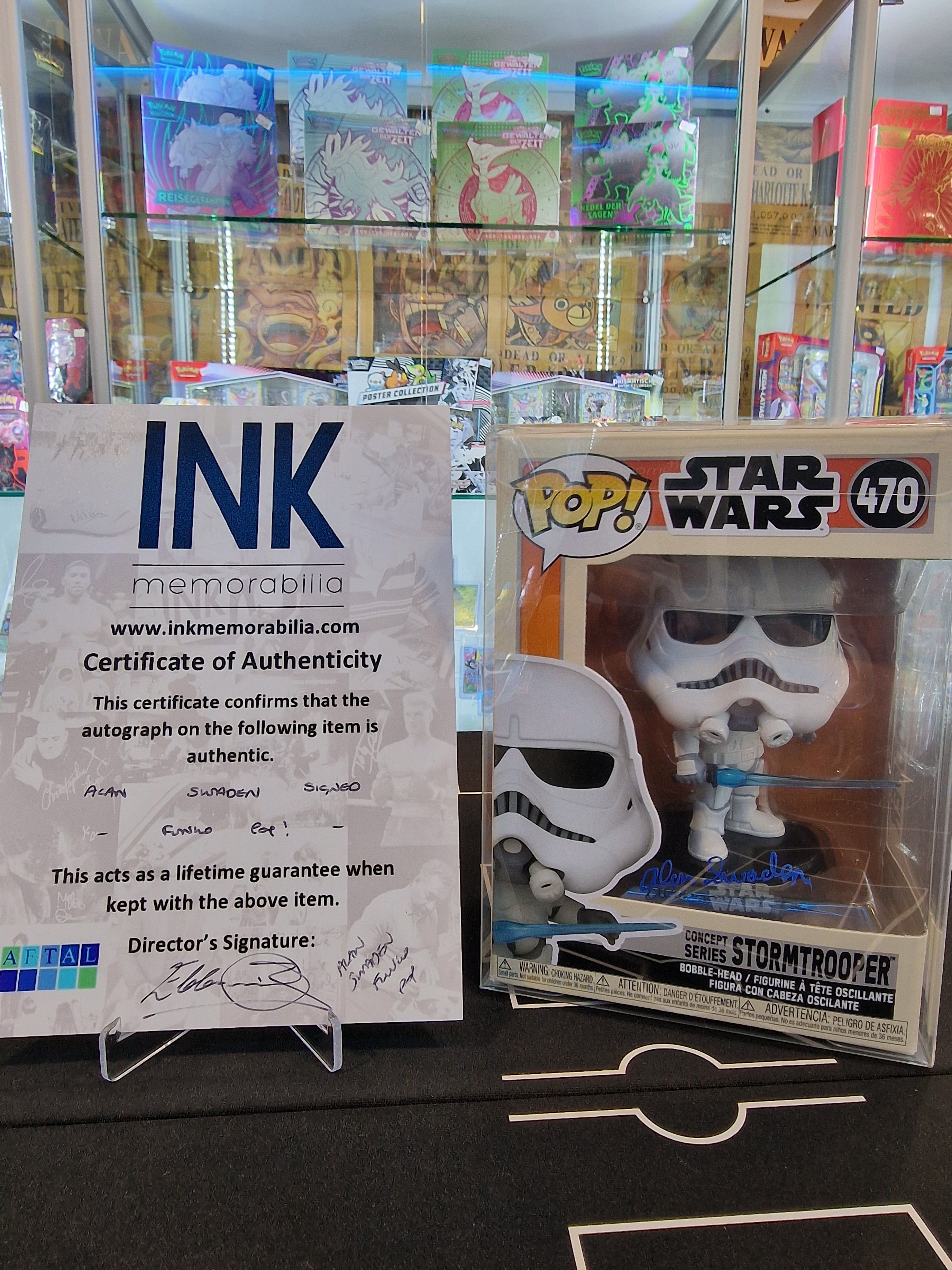 Funko Pop Stormtrooper signed by Alan Swaden with certificate