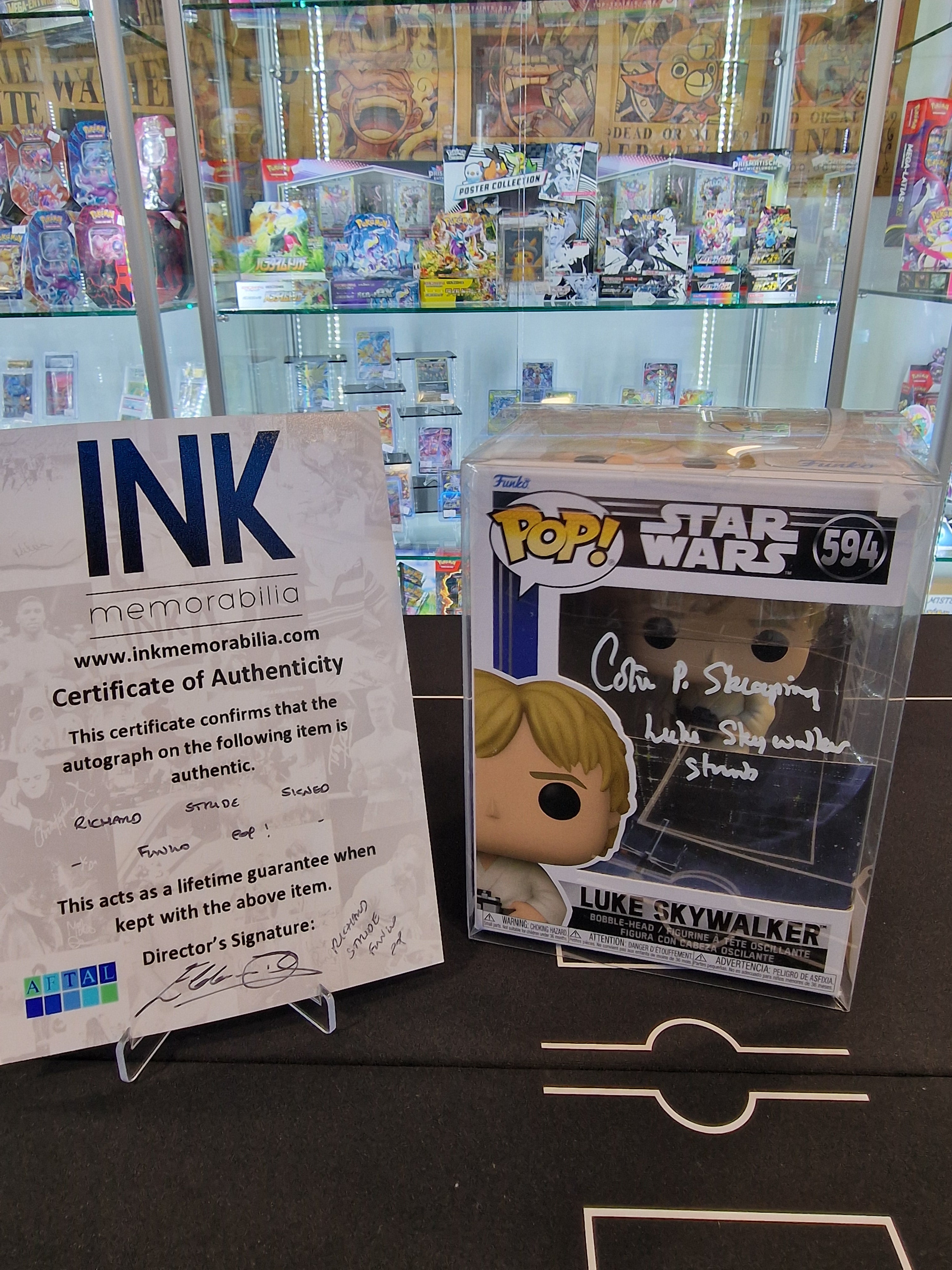 Funko Pop Luke Skywalker signed by Richard Stride with certificate