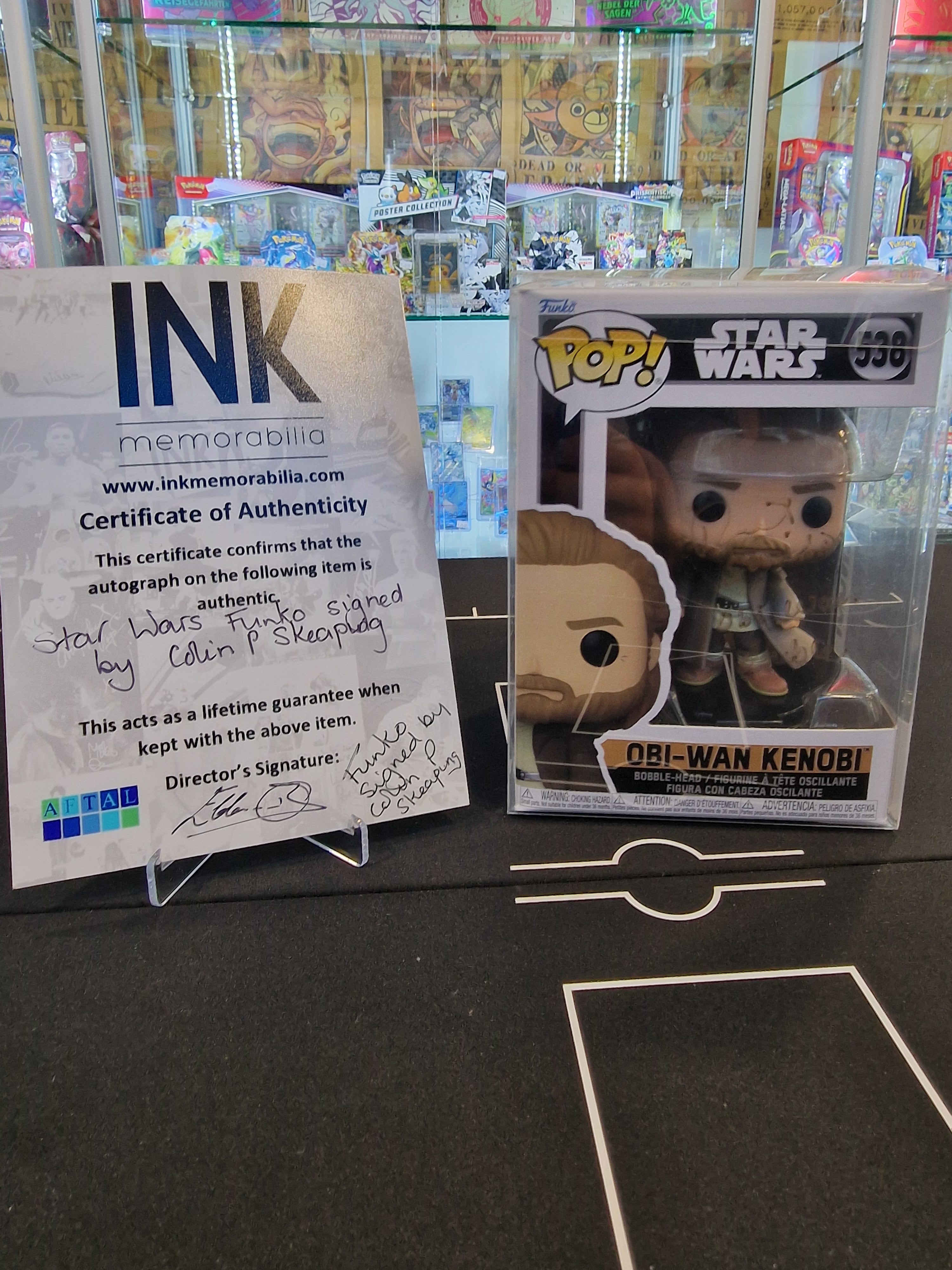 Funko Pop Obi-Wan Kenobi signed by Colin P. Skeaping with certificate