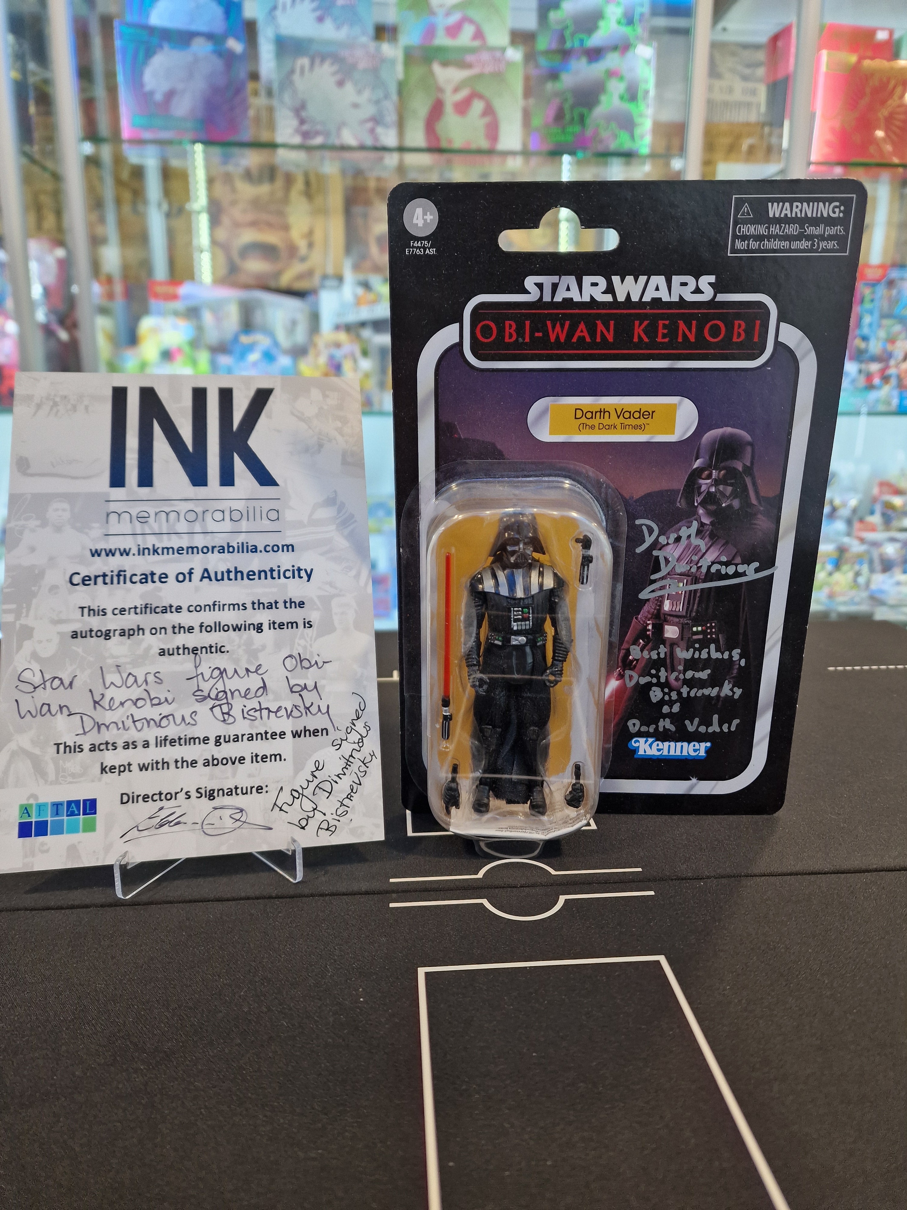 Starwars action figure Darth Wader signed by Dmitrious Bistrevsky with certificate