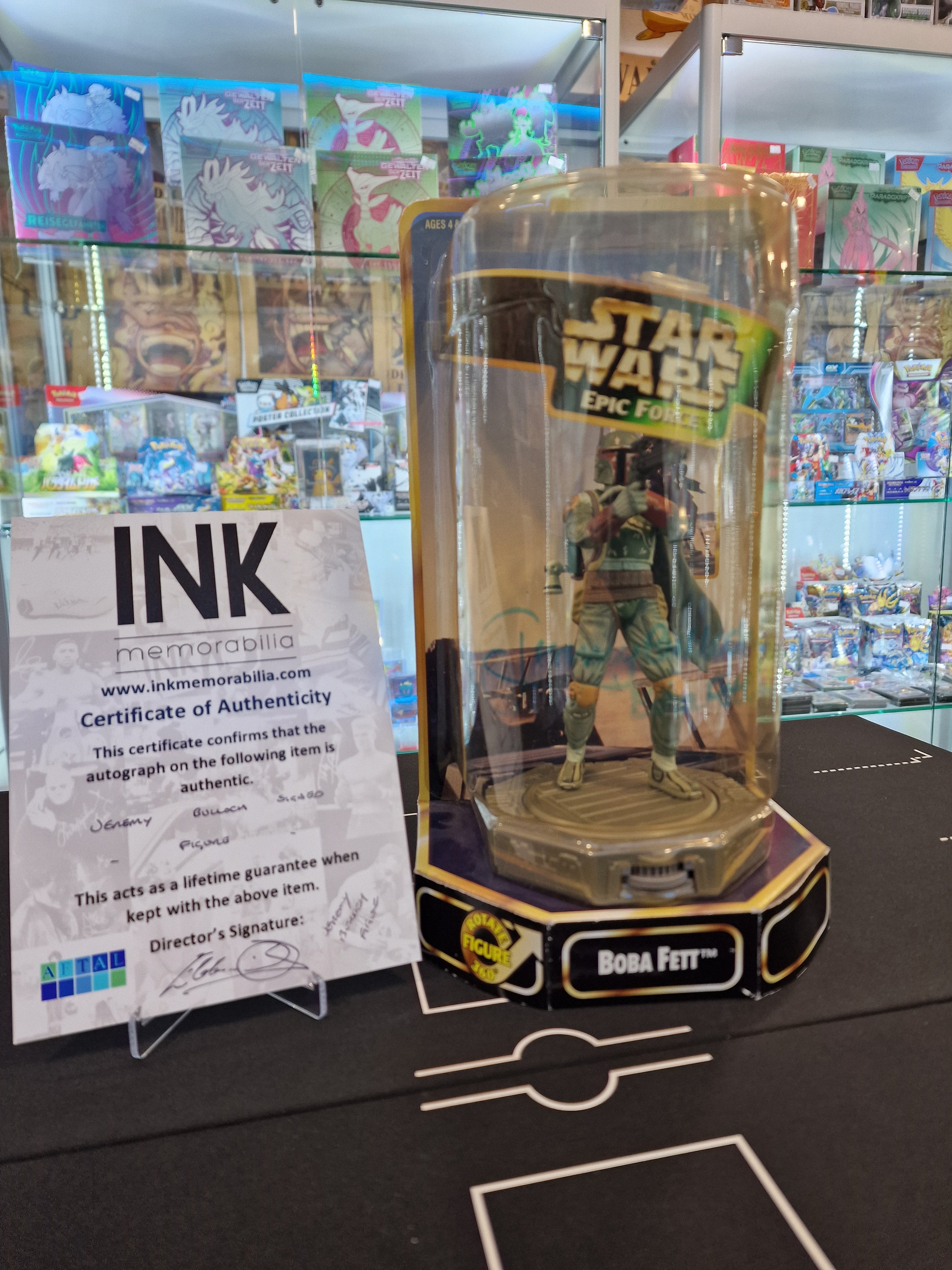 Starwars action figure Boba Fett signed by Jeremy Bulloch with certificate