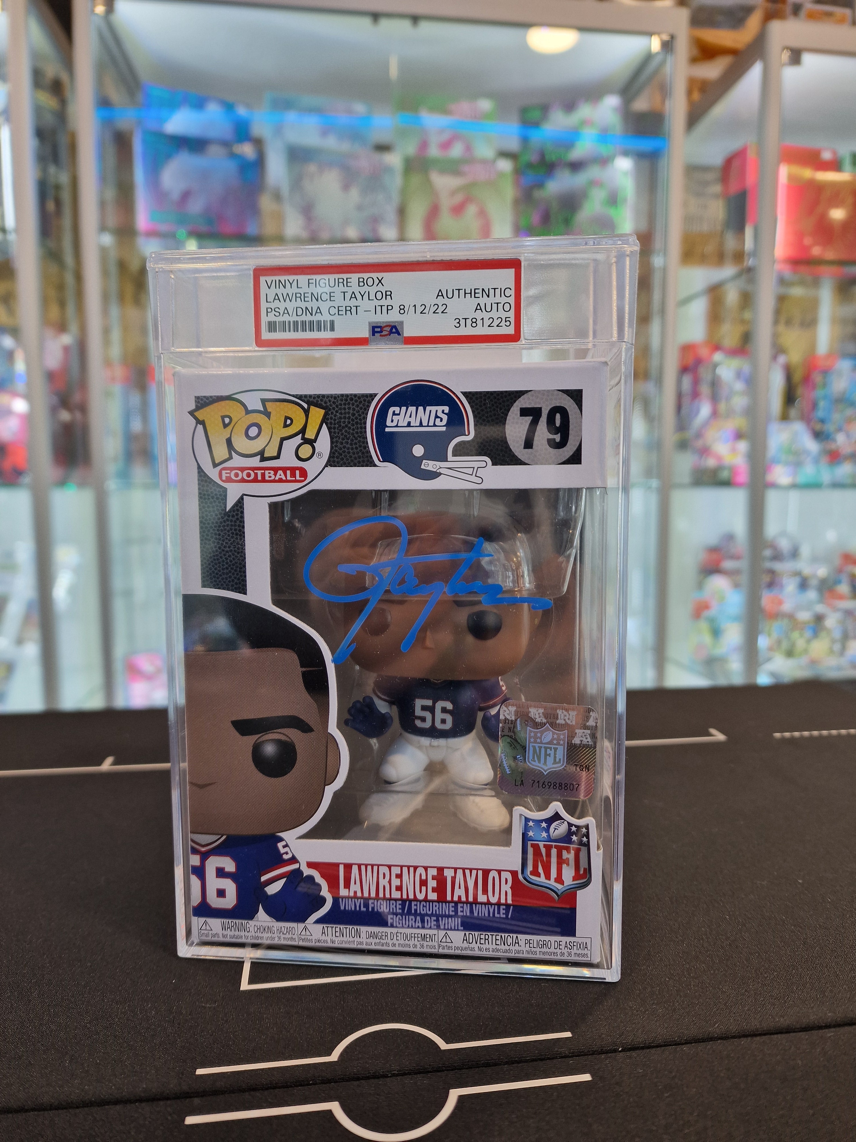 Funko Pop Lawrence Taylor signed by himself with Psa certification and incapsulation