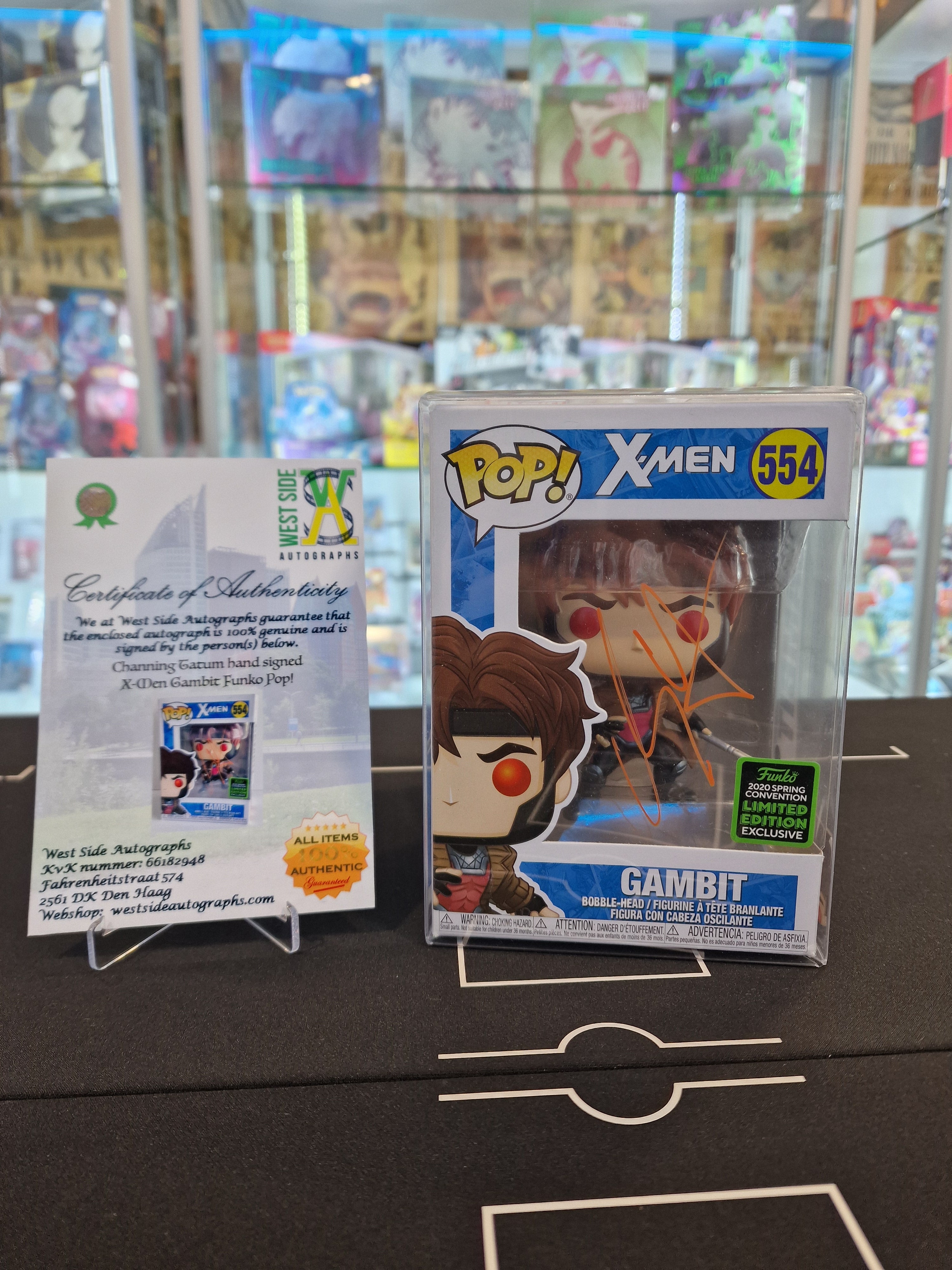 Funko Pop Xmen Gambit signed by Channing Tatum with certificate